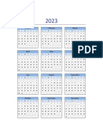 Calendario 2023 Excel Domingo A Sabado