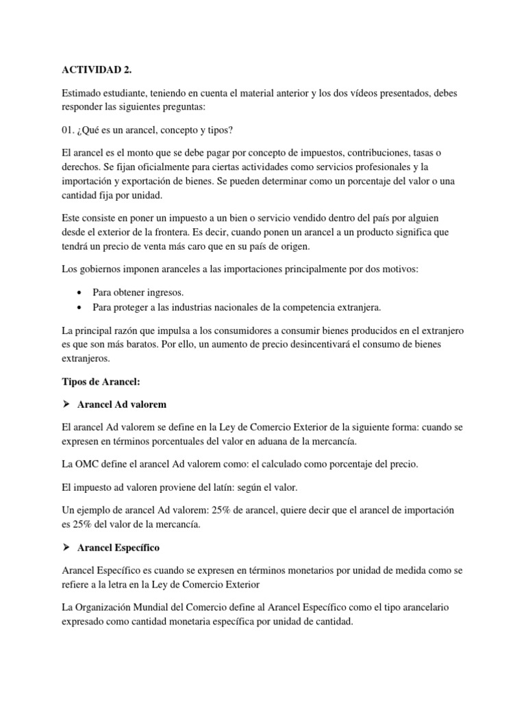 Tipos de Aranceles: Ad Valorem y Más | PDF | Arancel | aduana