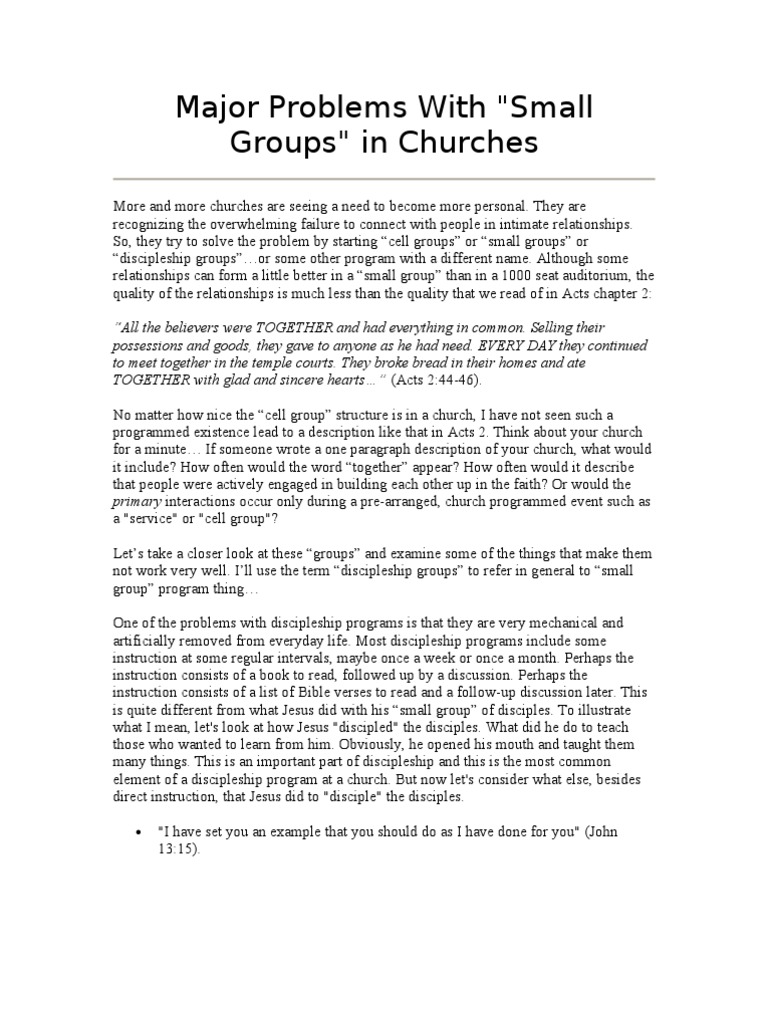 Issues with Church Small Groups | PDF | Disciple (Christianity) | Theology