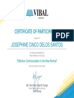 Certificate earned for online seminar participation