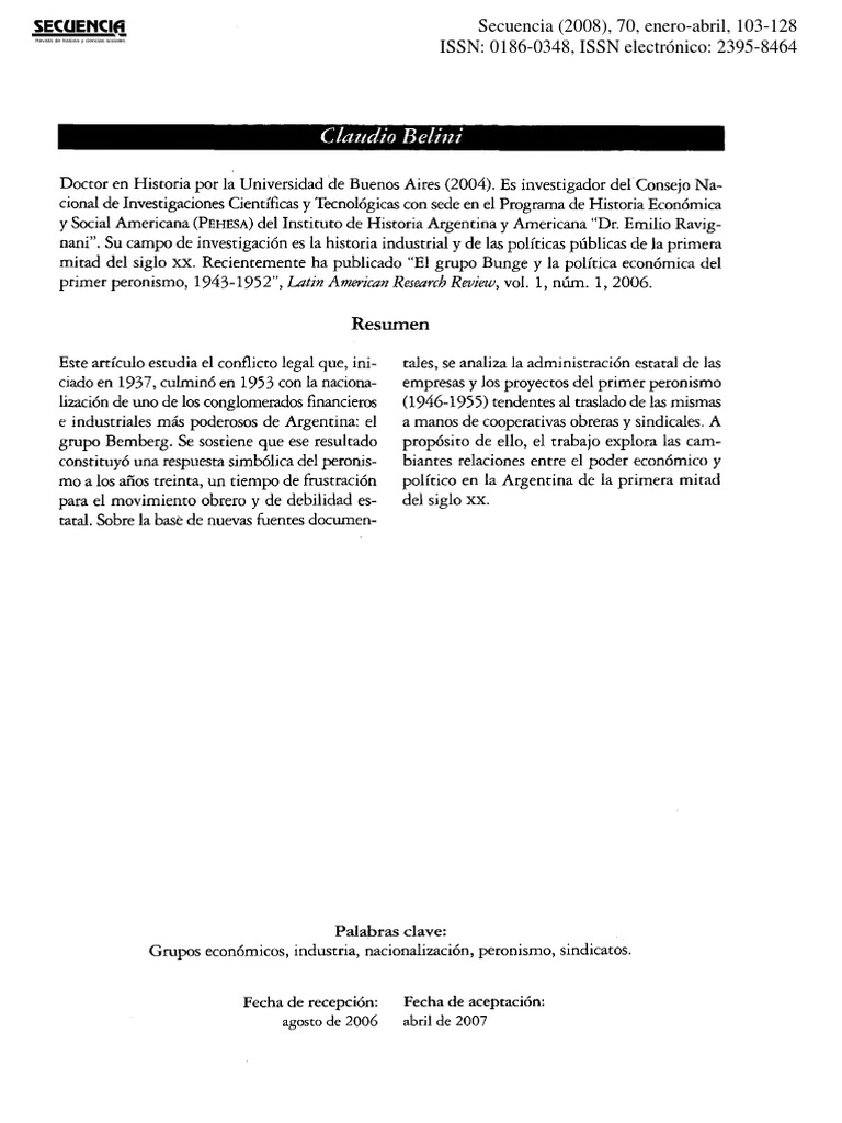 Belini Bemberg Descargar gratis PDF Economias