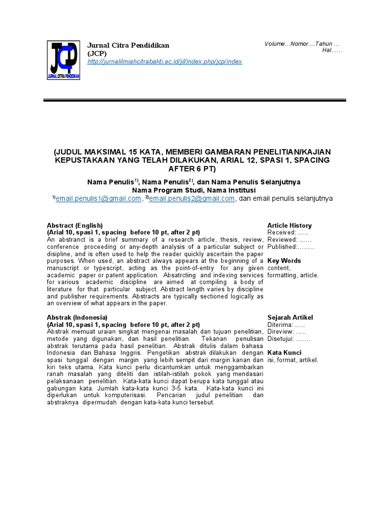 Fix - Template Jurnal Citra Pendidikan | PDF