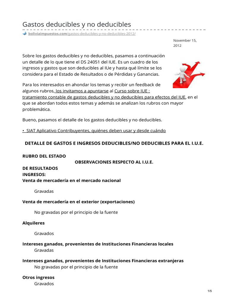 Gastos Deducibles y No Deducibles en Bolivia | PDF | Depreciación | Bancos