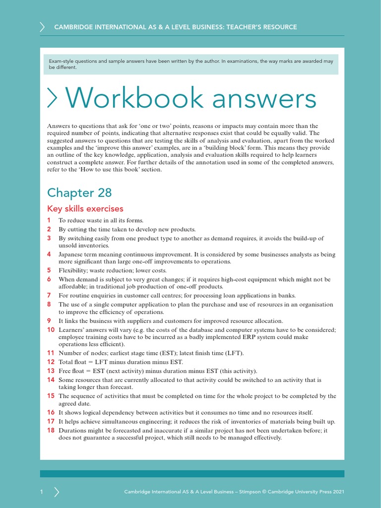 ASAL Business WB Chapter 28 Answers | PDF | Strategic Management | Business