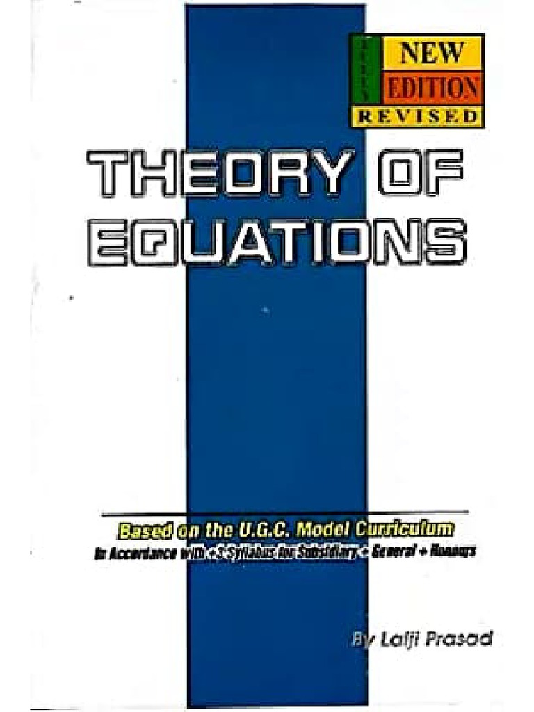 Theory of Equations Lalji Prasad PDF