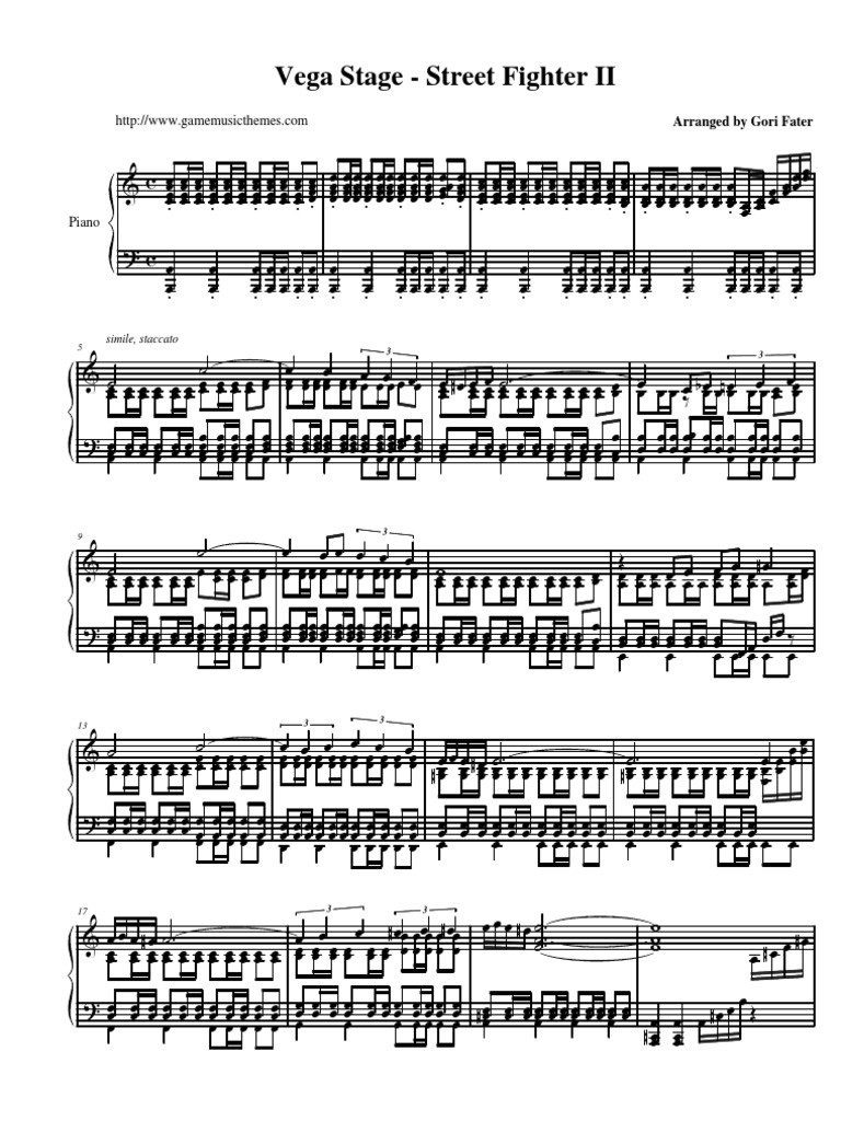 Street Fighter II - Vega's Theme Sheet music for Piano, Cornet, Violin,  Viola & more instruments (Mixed Ensemble)