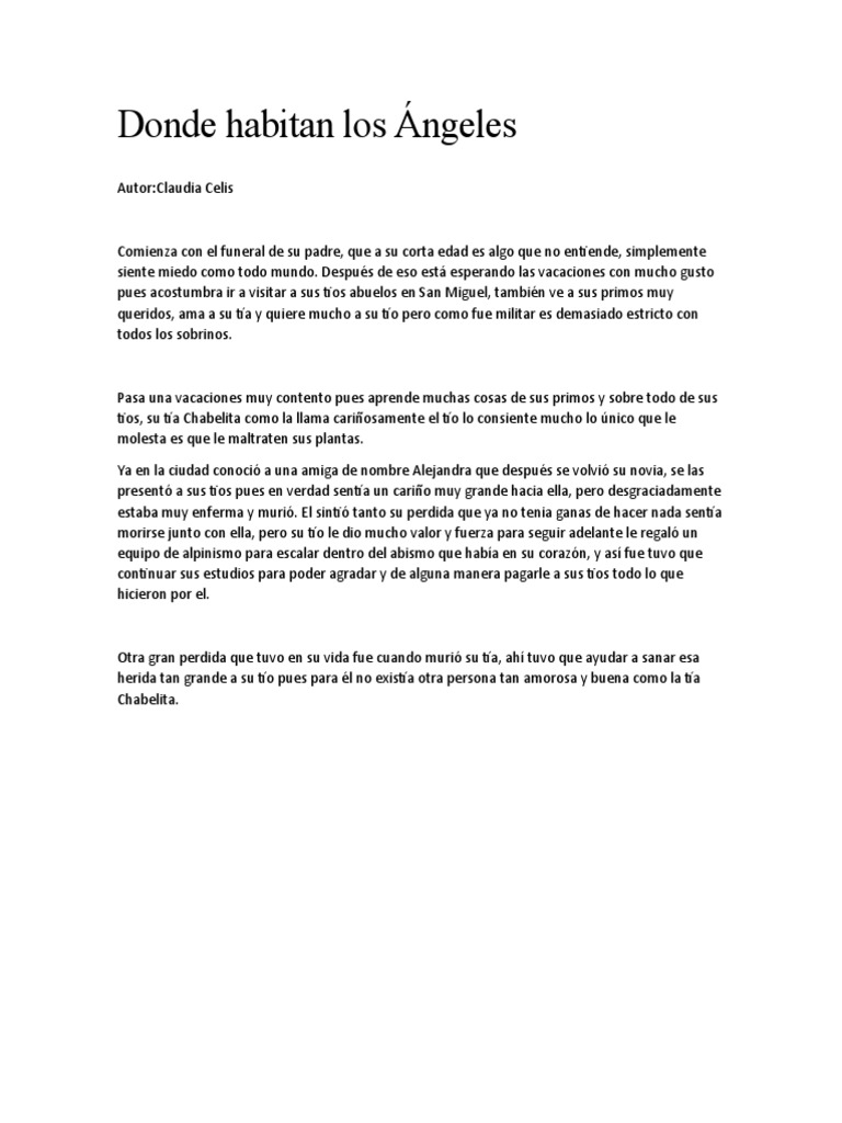 Donde habitan los Ángeles resumen PDF