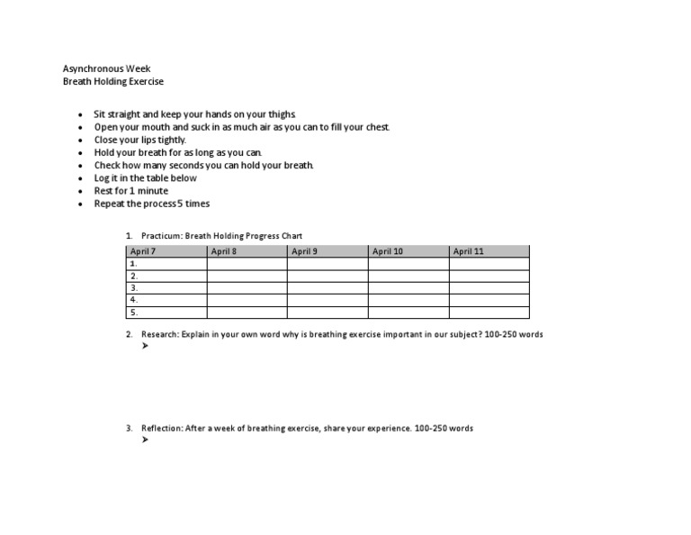 Breath Holding Exercise PDF