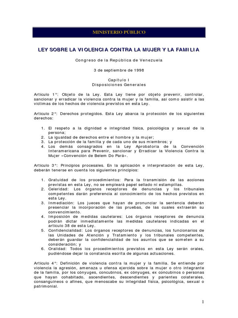 Ley de La Mujer 1998 | PDF | Política | Ciencias sociales