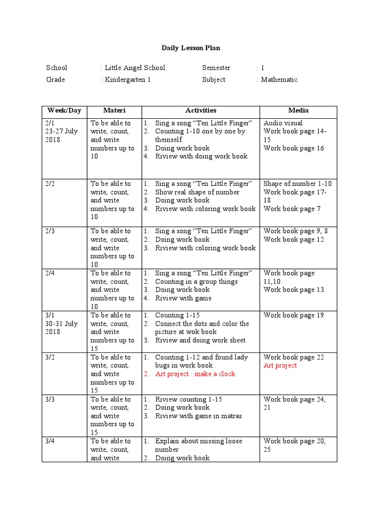 Daily Lesson Plan Math 1 | PDF