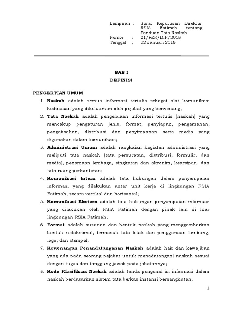 Pedoman Tata Naskah RSIA Fatimah | PDF | Karier & Perkembangan