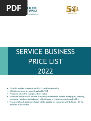 Service Business Price List 2022