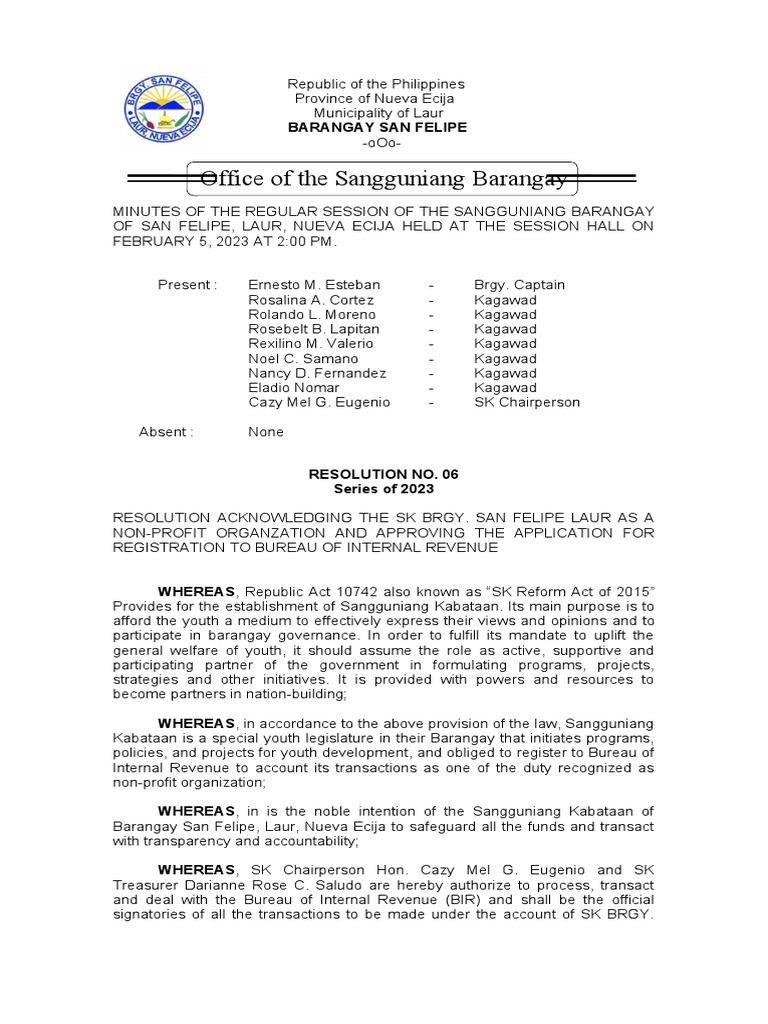 Brgy. Reso Bir | PDF | Governance | Justice