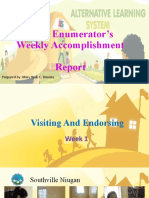 Field Enumerator's Weekly Report