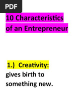 10 Characteristics of An Entrepreneur