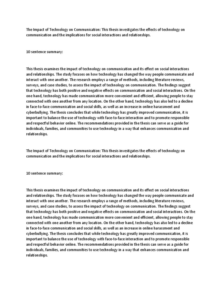 The Impact of Technology On Communication | PDF | Communication ...
