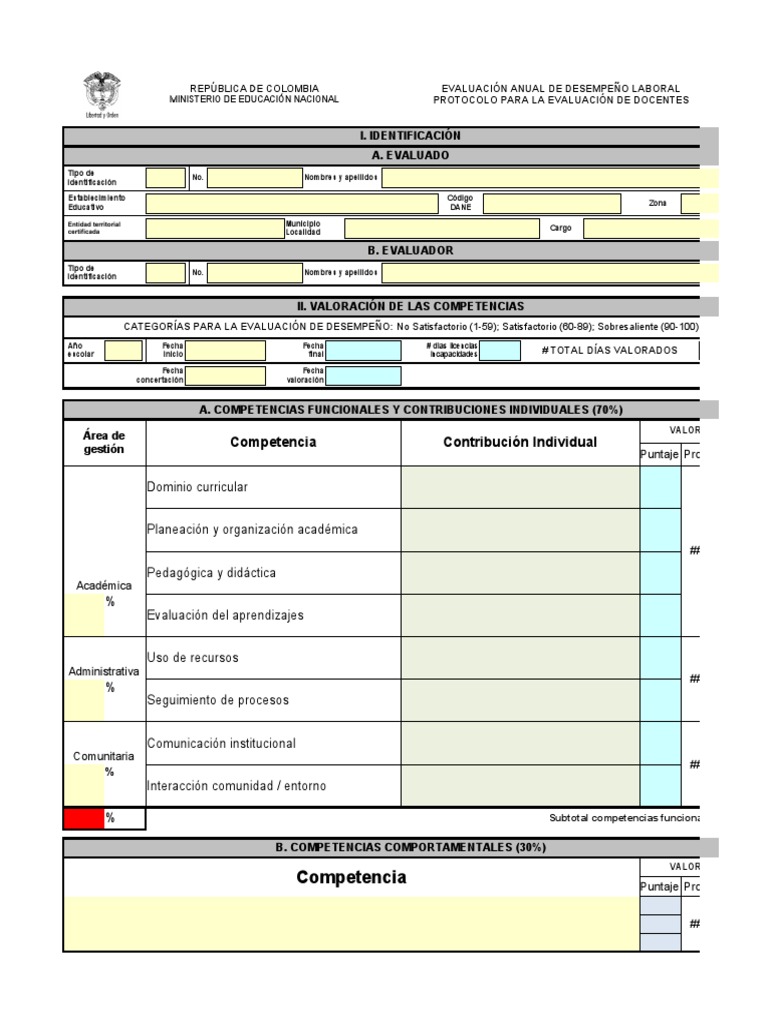 Formato - Evaluación de Desempeño 2022 | PDF | Evaluación | Maestros