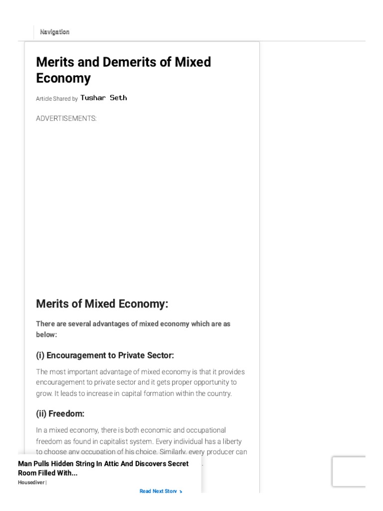 Merits and Demerits of Mixed Economy PDF Capitalism Economies