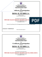 Teacher Certificate Participation INSET Training