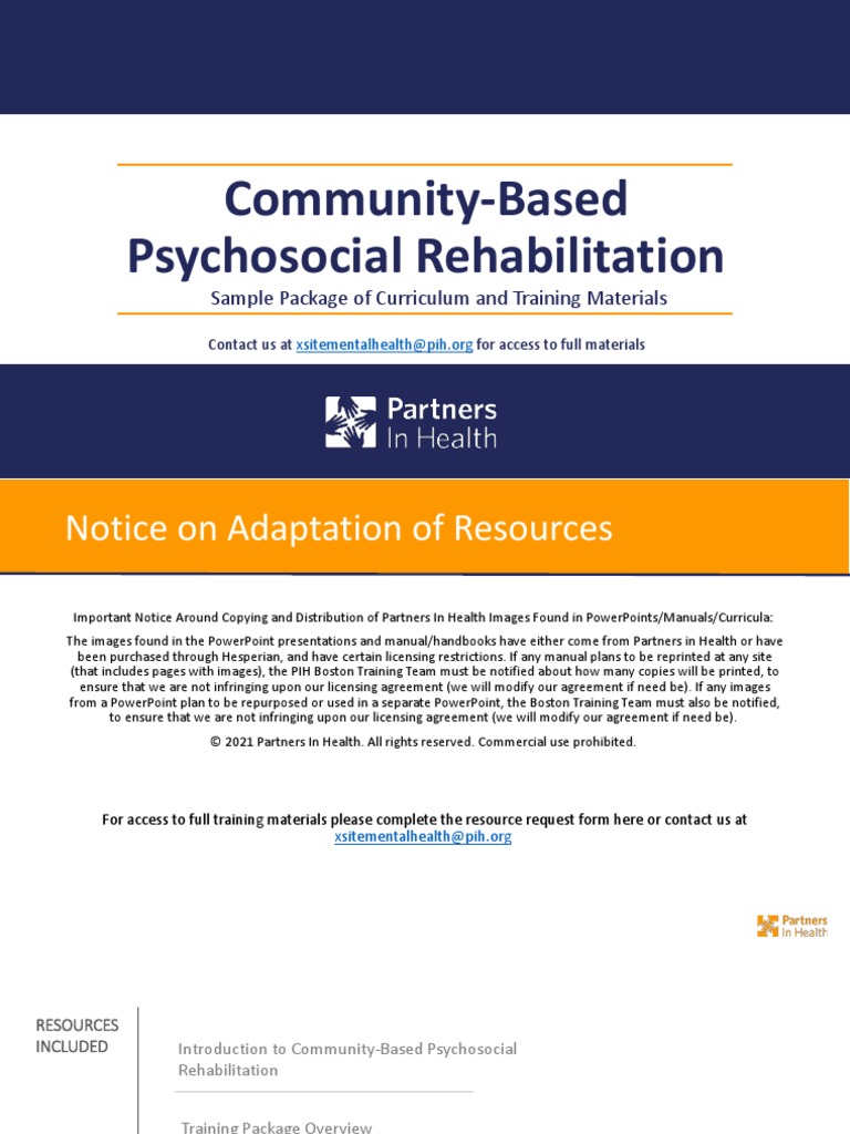 PSR Training Materials Overview | PDF | Psychiatric Rehabilitation ...