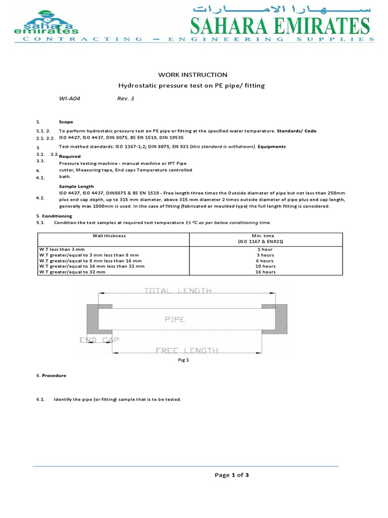 HydroTest Procedure PDF Pipe (Fluid Conveyance) Pressure
