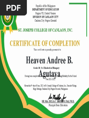 Certificate of Completion