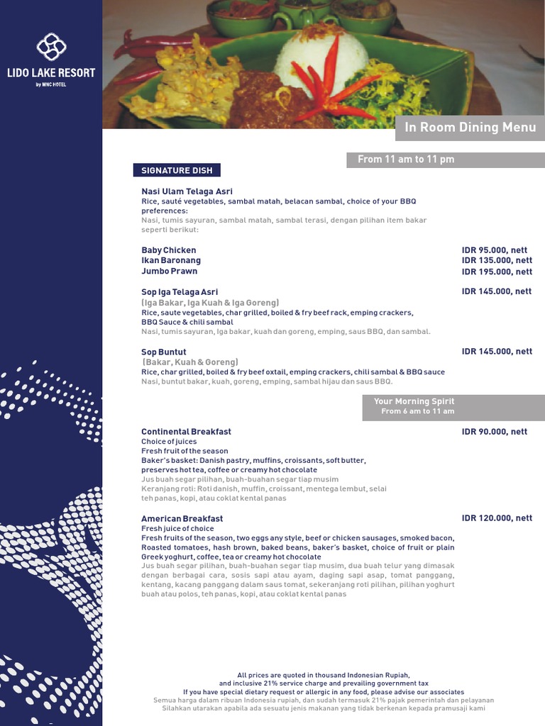 In Room Dining Menu LLR PDF Hamburgers Food Ingredients