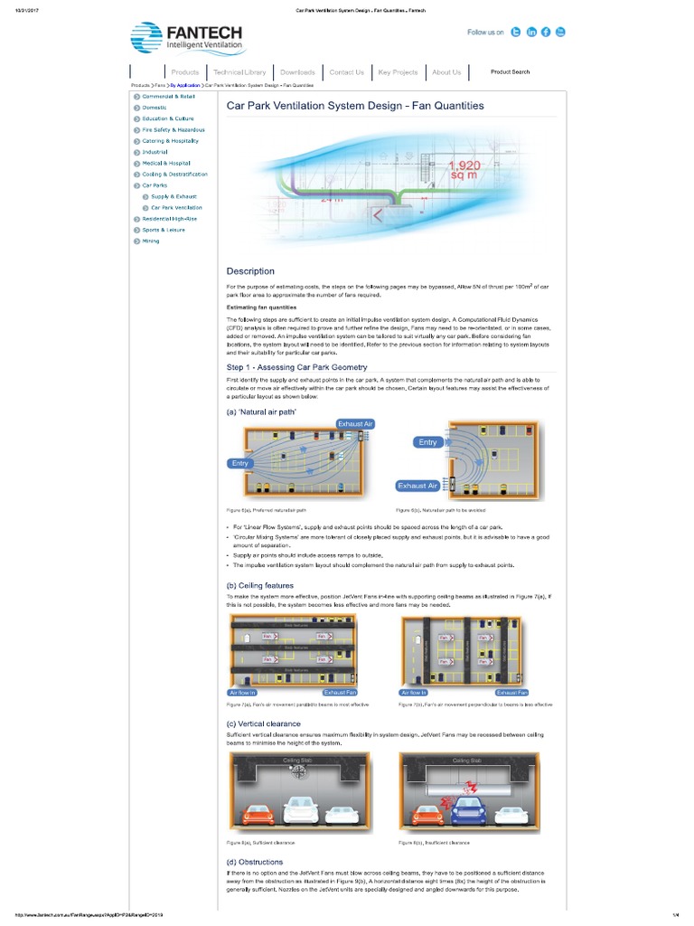 Car Park Ventilation System Design Fan Quantities Fantech PDF