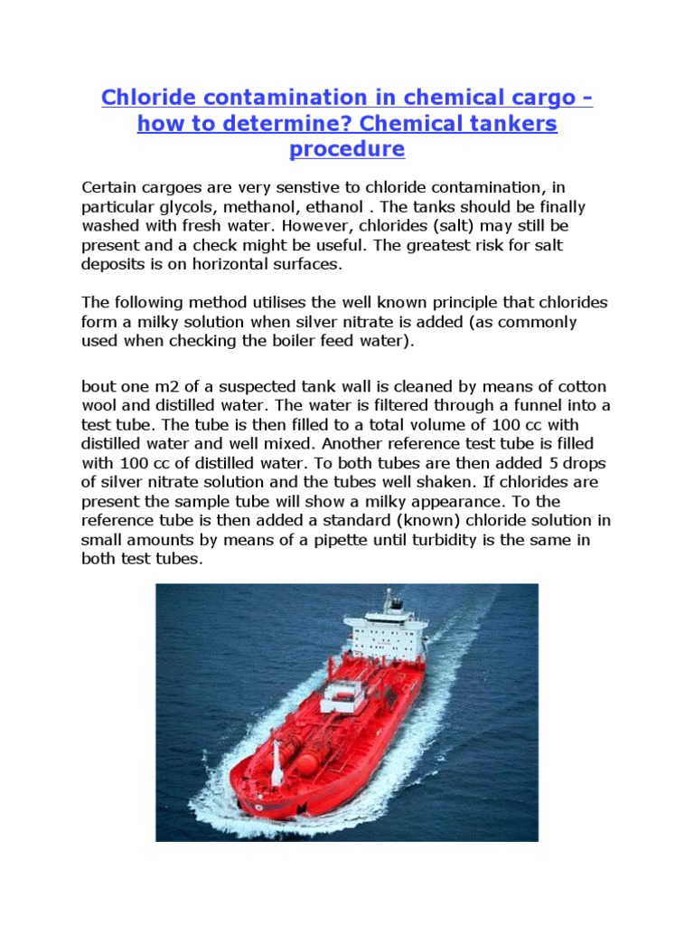 Chloride Contamination in Chemical Cargo How To Determine Chemical