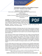 Statistical Model of Operational Costs Indicators in The Intelligent Transport System of JSC "Uzbekistan Temir Yullari