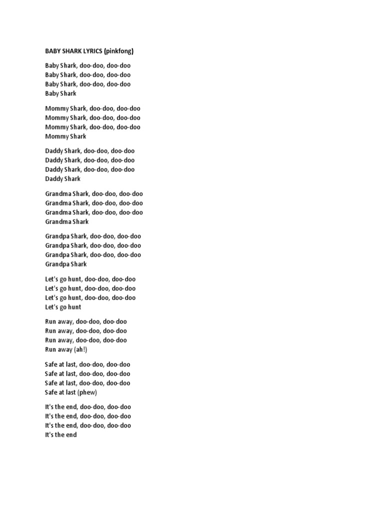 Baby Shark Lyrics | PDF