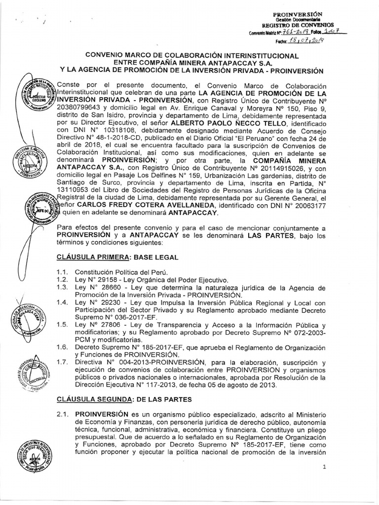 46 - Convenio Marco de Colaboración Interinstitucional Entre Antapaccay ...
