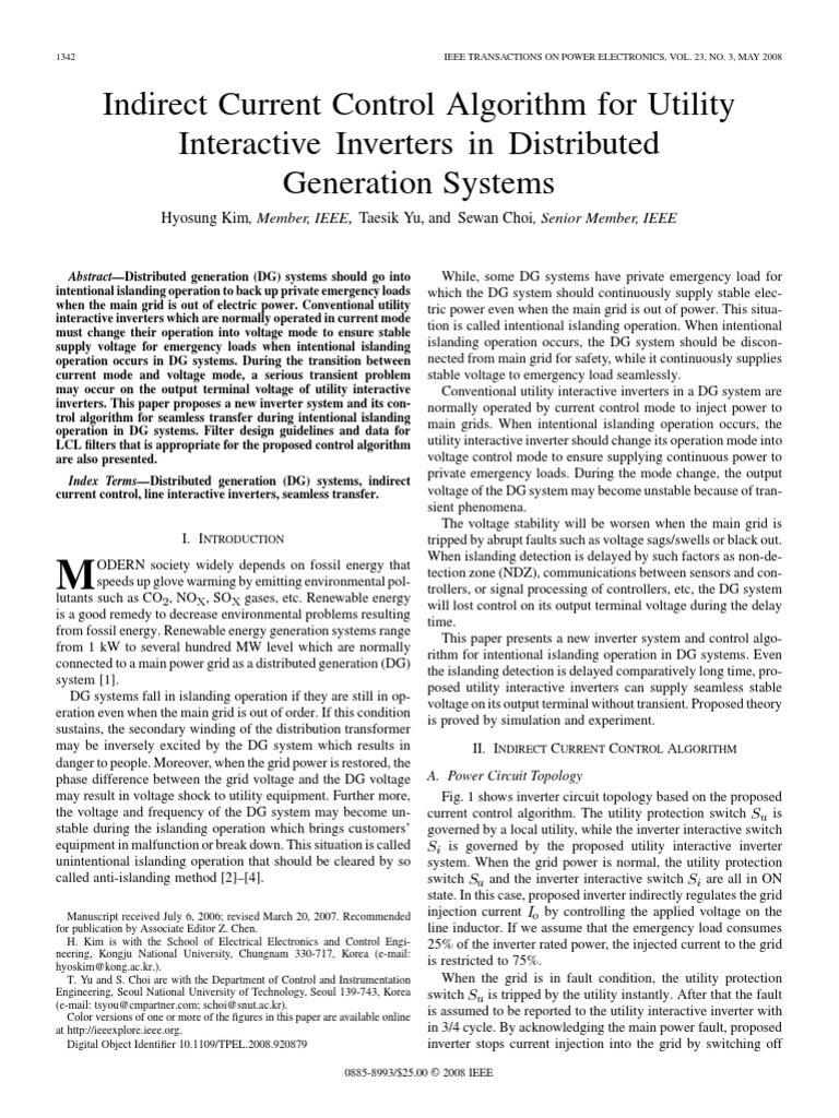Indirect Current Control Algorithm For Utility | PDF | Power Inverter ...