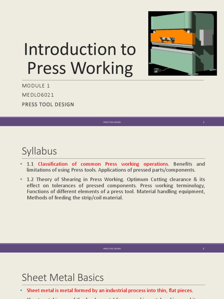 PTD Module 1.1 PDF Sheet Metal Mechanical Engineering