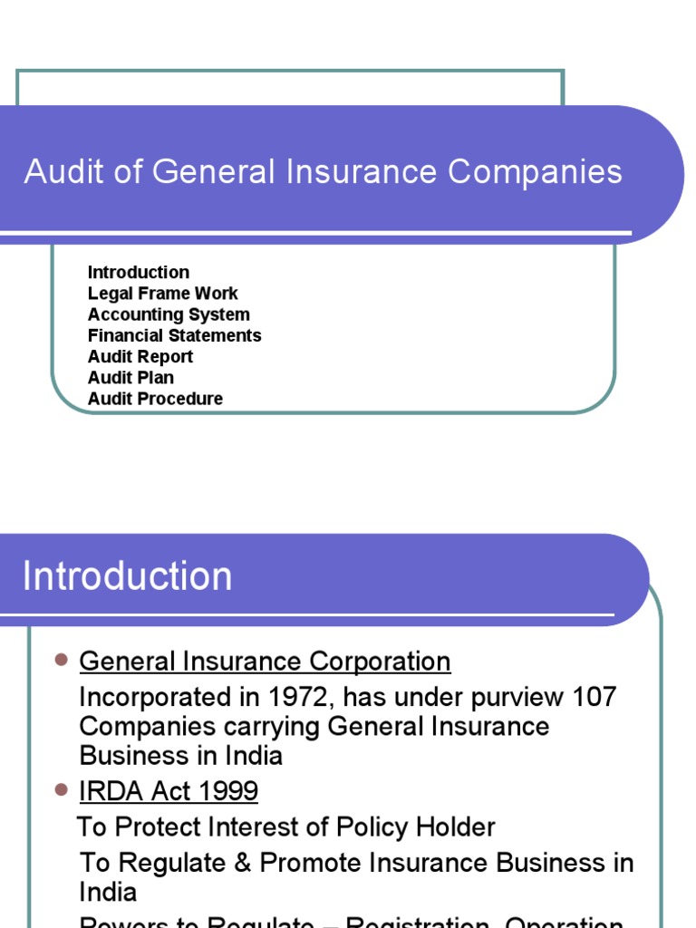 Internal Audit of General Insurance Companies | PDF | Insurance | Audit