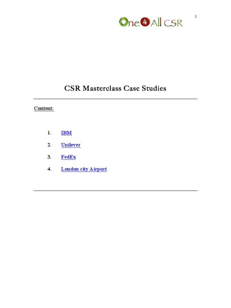 IBM On Demand Community CSR Case Study | PDF | Unilever | Corporate ...
