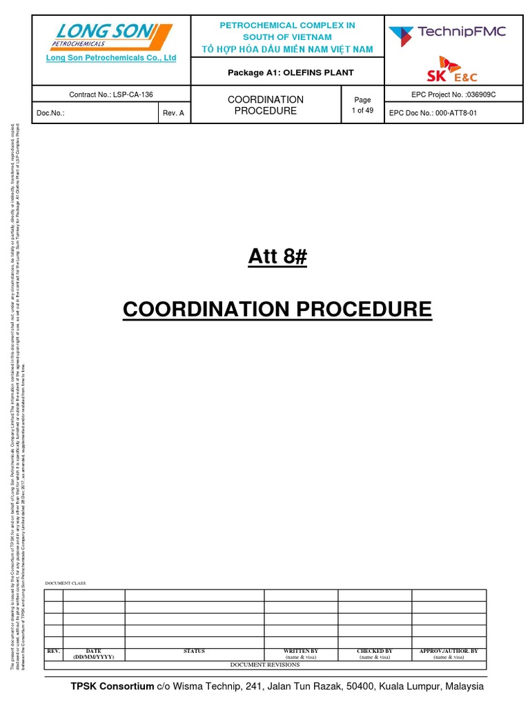 Coordination Procedure for Olefins Plant | PDF | Subcontractor ...