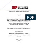 Tesis Relación Miedo Comportamiento Niño 6-8 Años Restauración - Ionómero.vidrio Clínica Estomatológica I y II UAP 2016