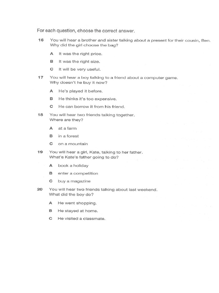 Listening Test 1 Part 4 | PDF