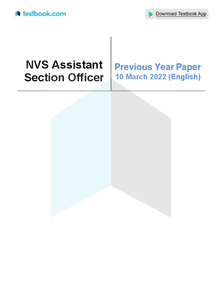 NVS Assistant Section Officer Previous Year Paper PDF Soil Agriculture