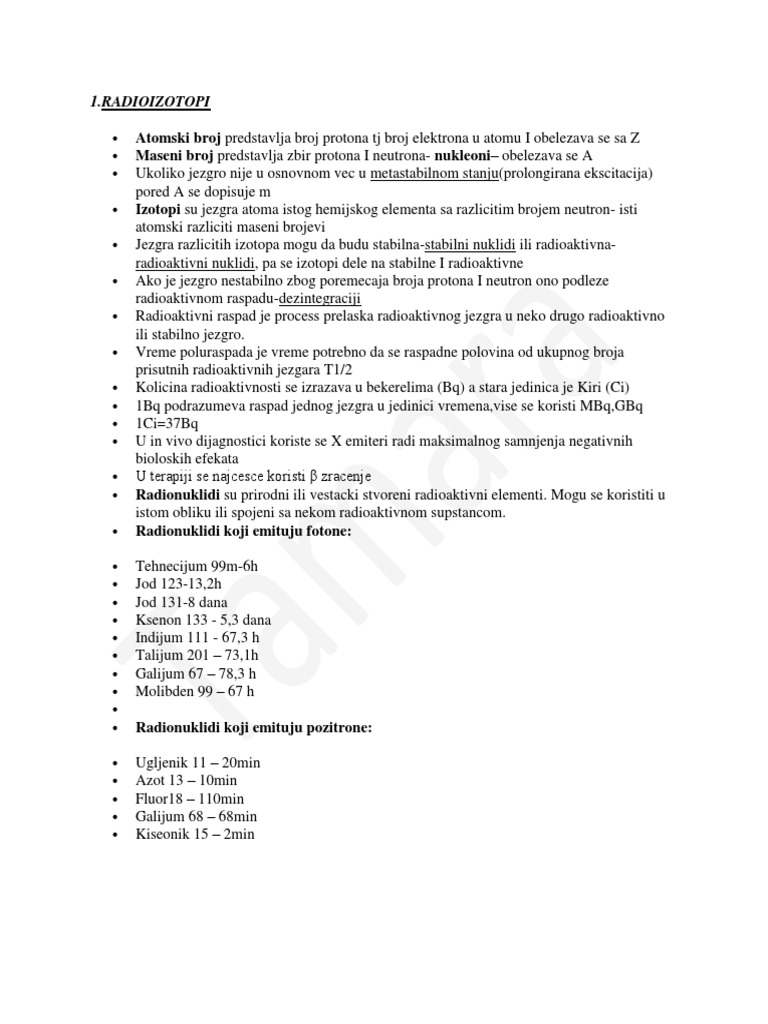 Nuklearna Medicina Skripta Medicinski Fakultet | PDF