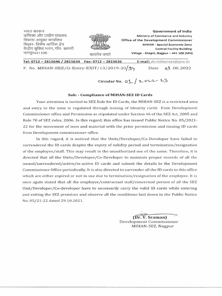 Circular No. 01 - 2022-23 | PDF
