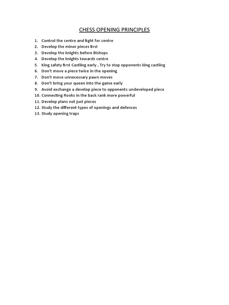 Essential Chess Opening Principles | PDF