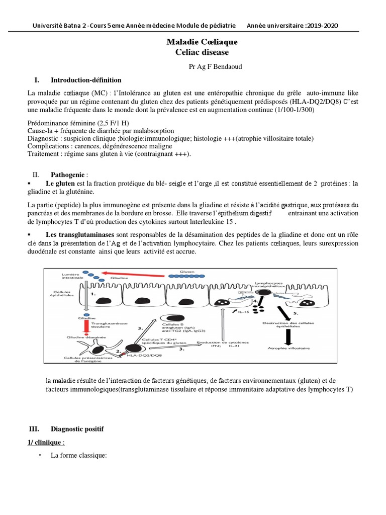 Maladie Cœliaque Diagnostic et Traitement PDF Maladie cœliaque — free download