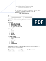 Questionnaire (2) Cosmetics Usage in Uplifting Self-Confidence of The Grade 11 Students