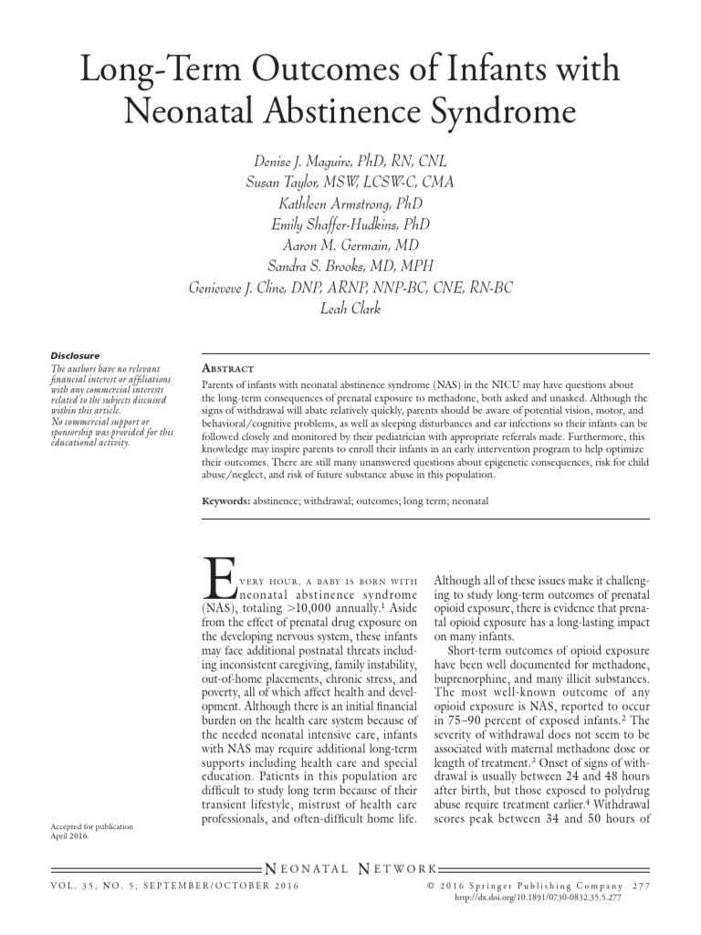 Long Term Effects Neonatal Abstinence PDF