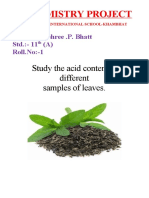 Chemistry Project: Study The Acid Content in Different Samples of Leaves