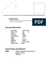 Personal Information: Objectives
