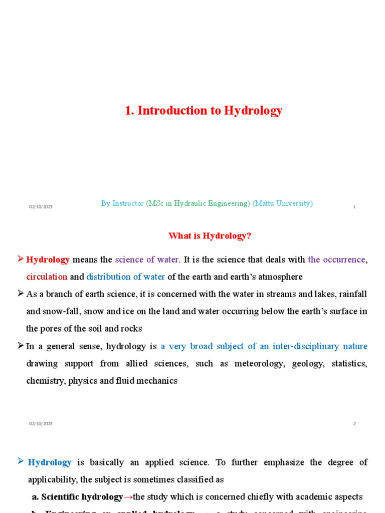 Ch 1 Eng Hydrology Pdf Hydrology Discharge Hydrology
