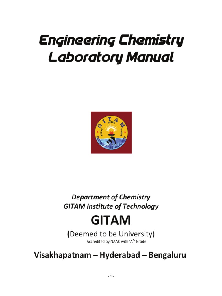 Engineering Chemistry Lab Manual PDF Chemistry Titration